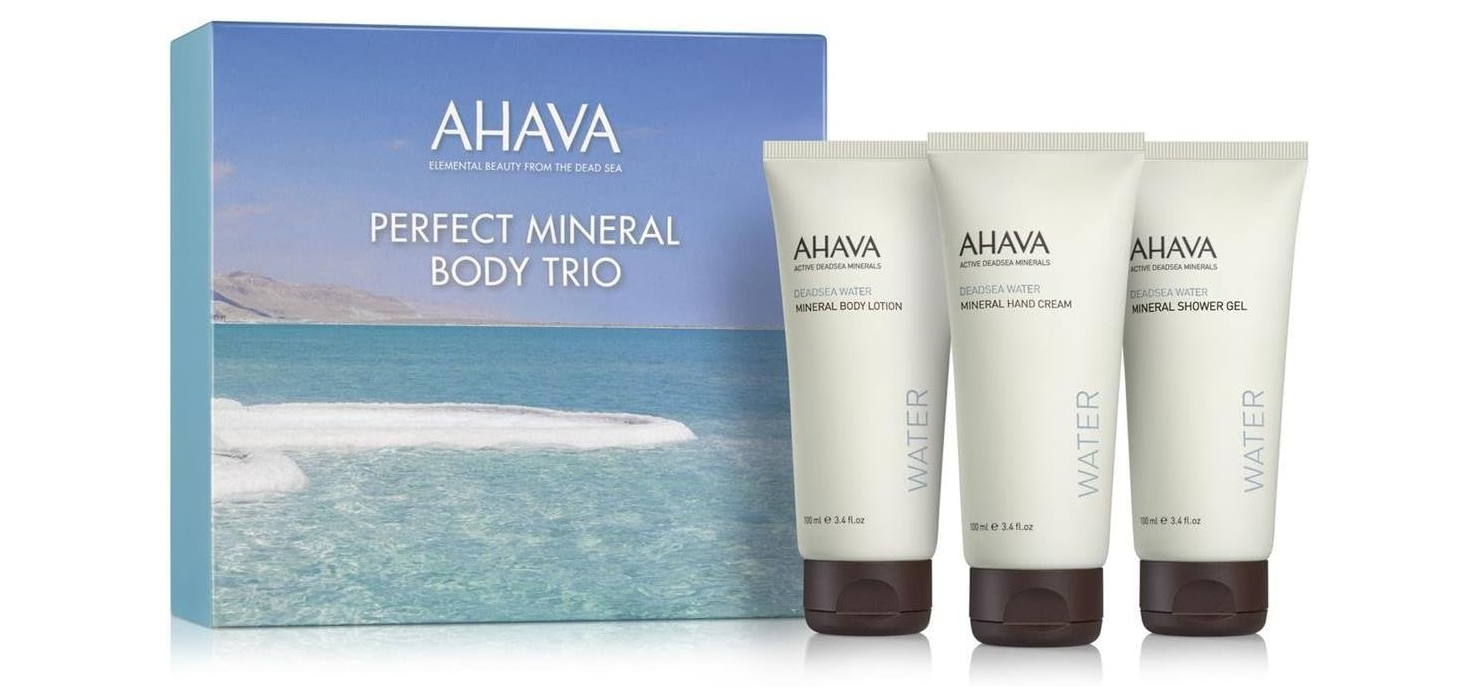 Ahava Kit Perfect mineral Body trio contine Mineral body lotion 100ml Mineral Crema de maini 100ml Gel de dus mineral 100ml