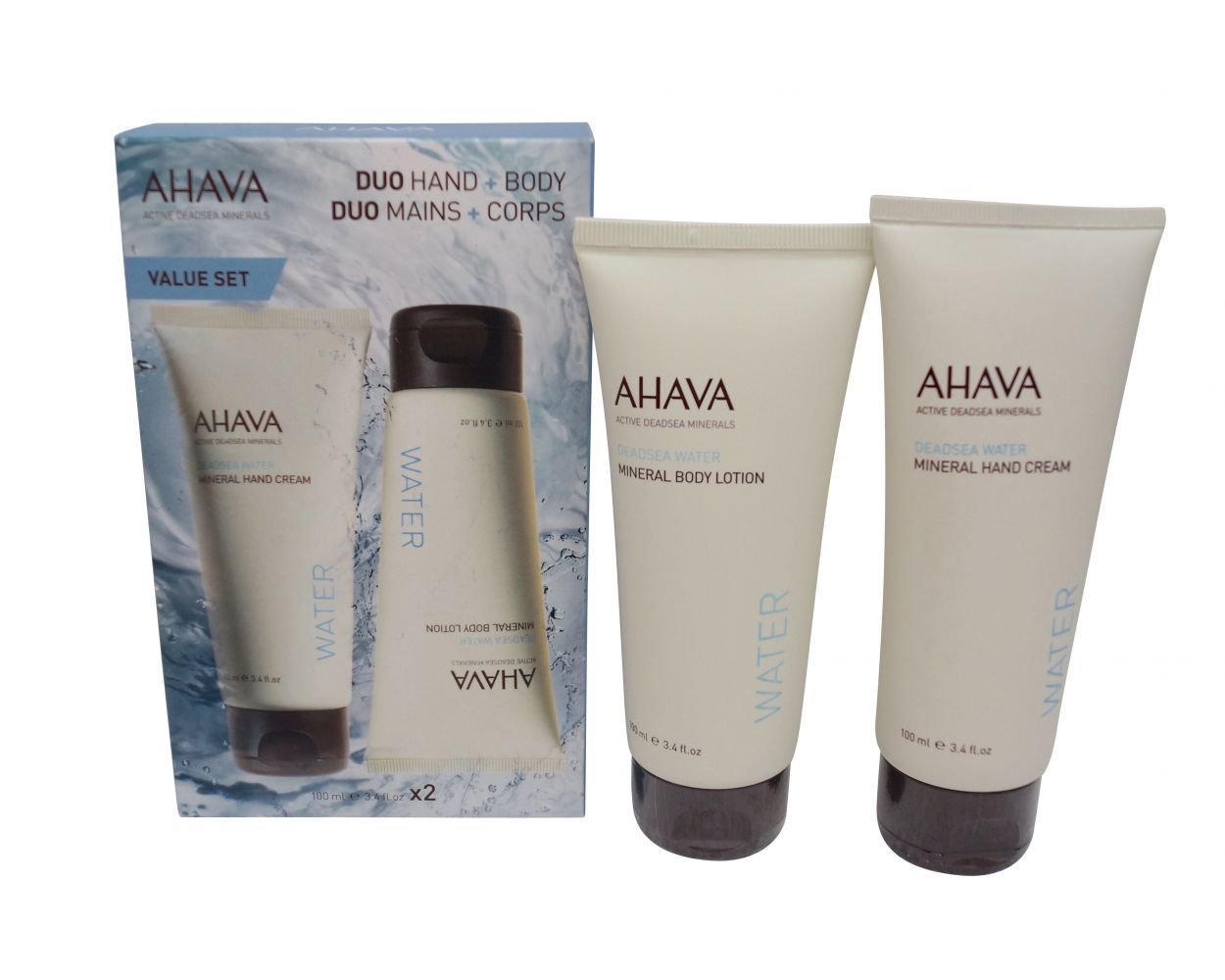 Ahava Set cu Lotiune de corp minerala 100ml Crema de maini minerala 100ml