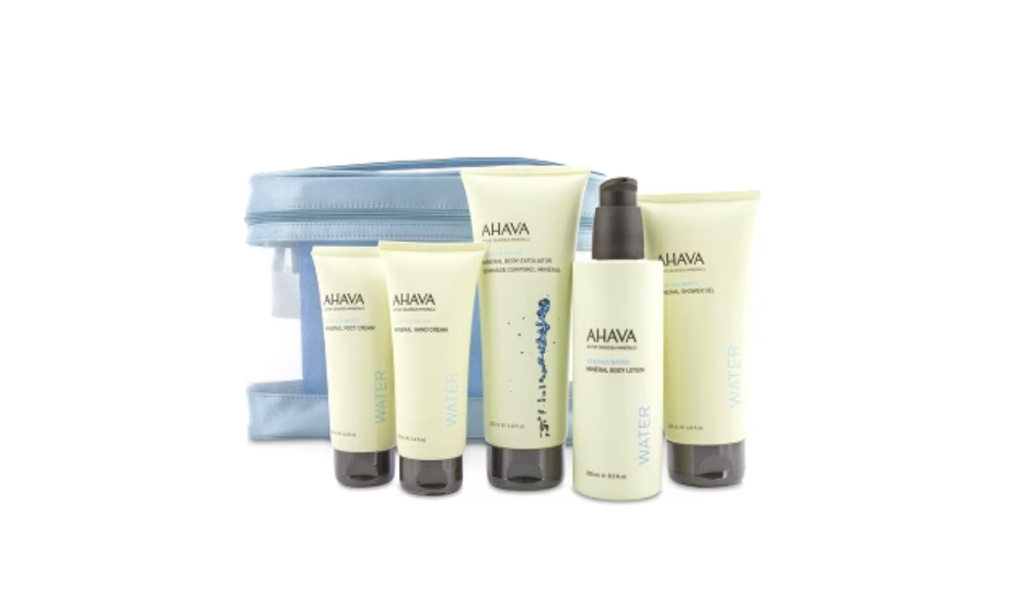 Set Ahava cu 1 exfoliator 200ml 1 lotiune corp 250 ml 1 crema de maini 100ml 1 crema pentru picioare 100 ml 1 gel de dus 200 ml