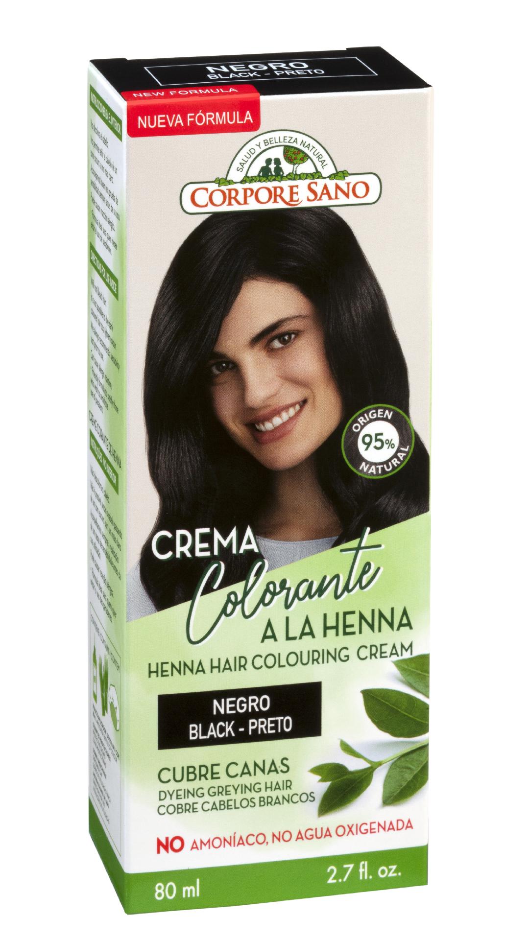 Vopsea henna crema, semipermanenta - Negru, Corpore Sano