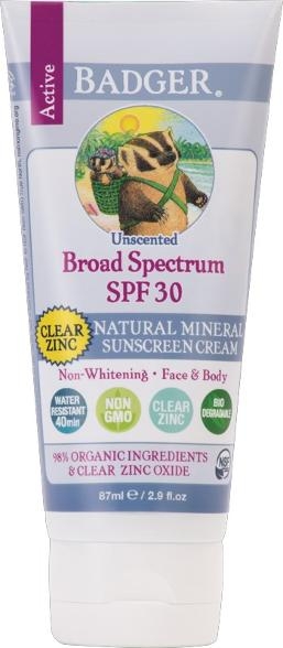 Crema protectie solara spf 30, pentru copii si bebelusi, fara miros, Badger, 87 ml