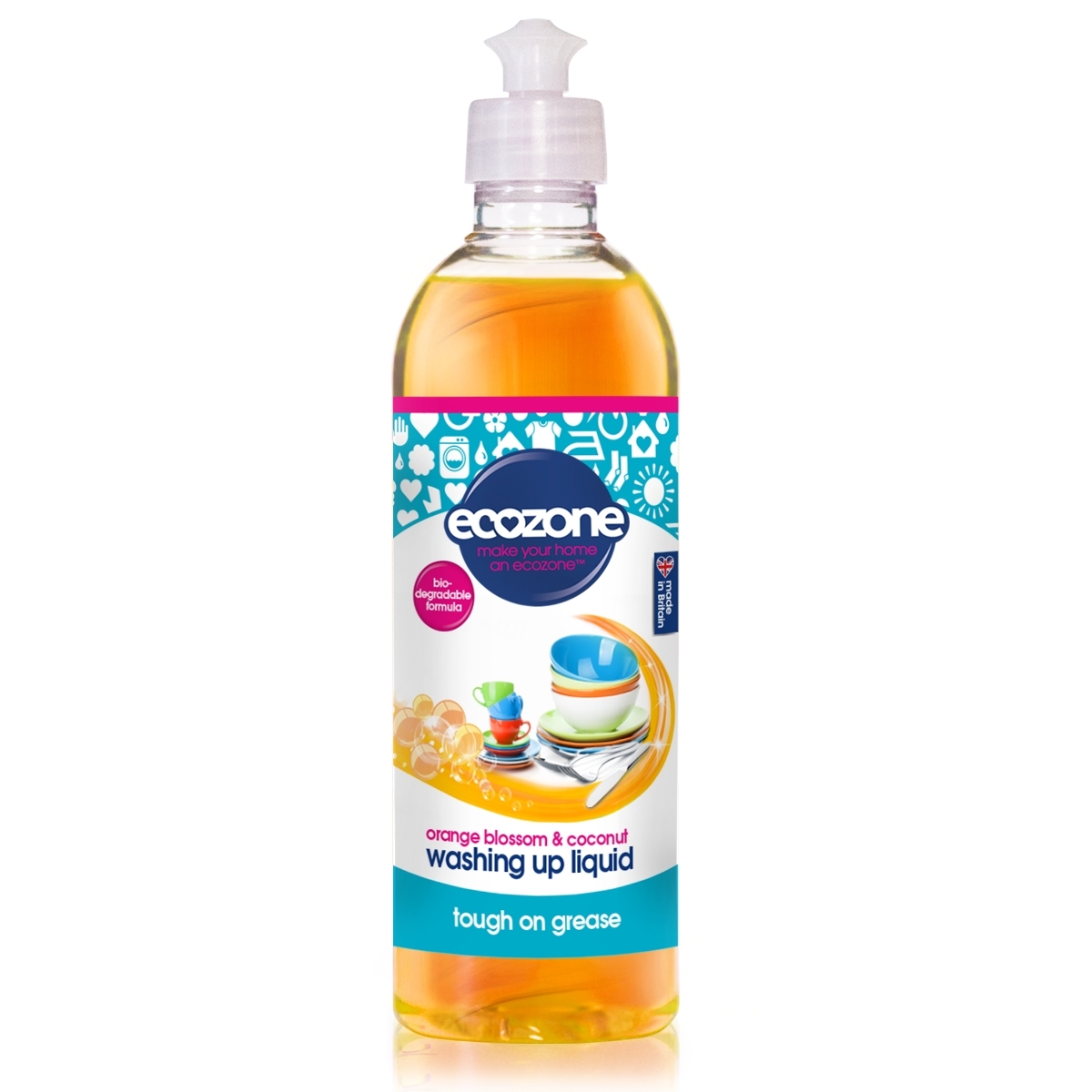 Solutie concentrata pt spalat vase, cu floare de portocal si nuca de cocos, Ecozone, 500 ml