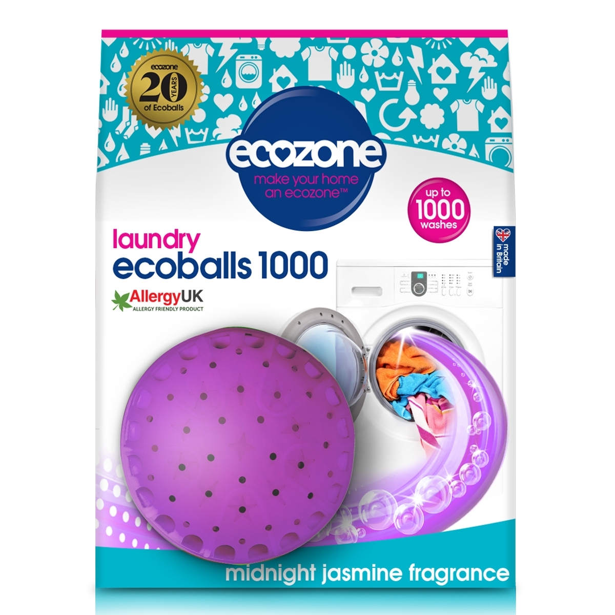 Ecoballs – Bile eco pt.spalarea rufelor, cu parfum de iasomie, Ecozone, 1000 spalari