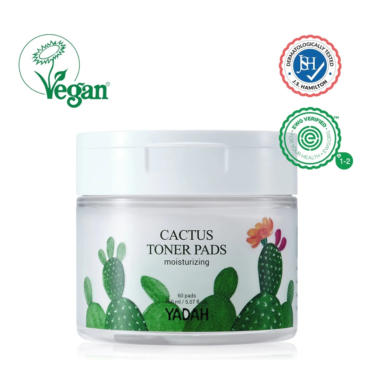 Dischete umede cu toner facial, extract de cactus, Yadah, 60 buc